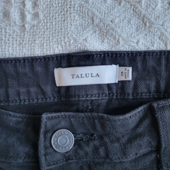 Aritzia/ Talula Black Denim Distressed Cut Off Shorts - Picture 3 of 8